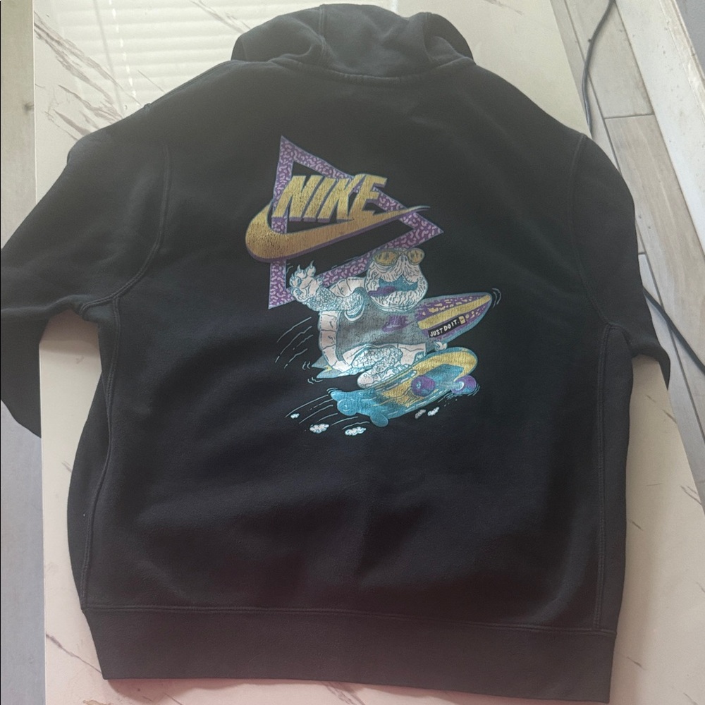 Nike Black Graphic Hoodie with Multicolor Surf Logo